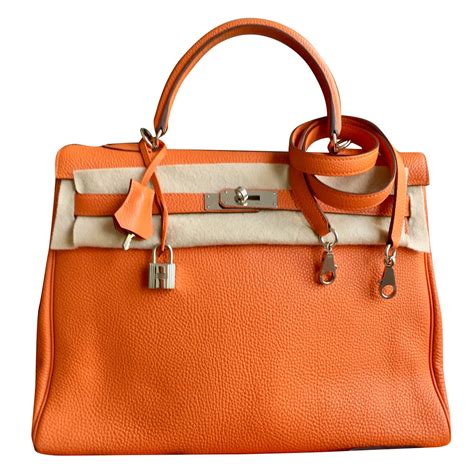 Hermes orange large handbags